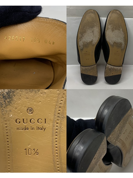 GUCCI ホースビット レザースリッパ BLK Size10.5 426219 本体のみ グッチ 靴 スリッポン[値下]