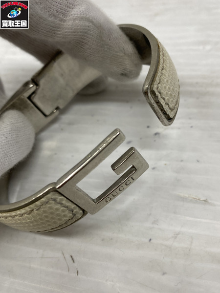 アクセサリー GUCCI レザーGブレス 白