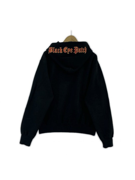 BLACK EYE PATCH STACKED OE LOGO ZIP HOODIE S 黒