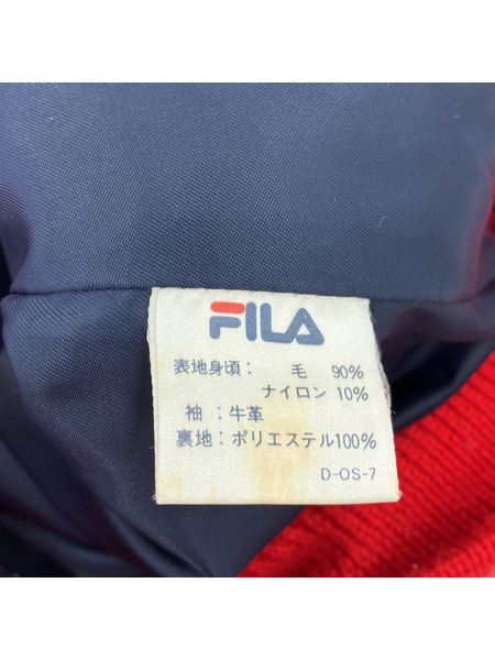 ?90s/FILA/ショールカラー/袖レザースタジャン（-）