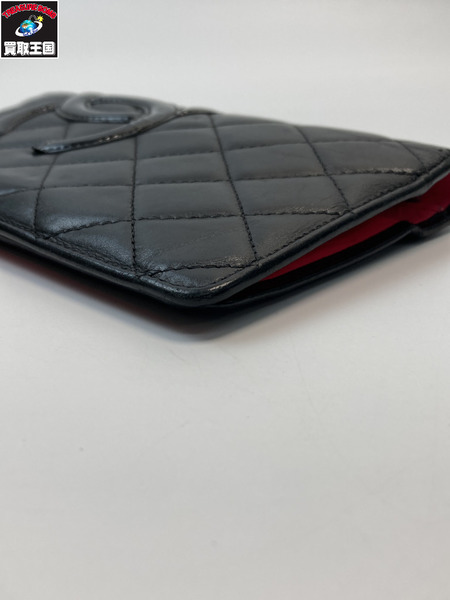 CHANEL シャネル カンボンライン マトラッセ 二つ折り長財布 ブラック ピンク