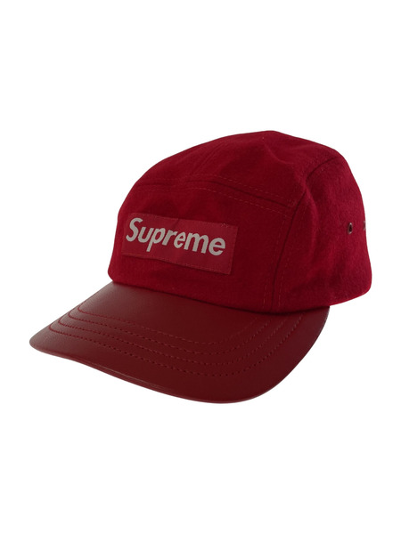 Supreme レザーウールキャップ 赤[値下]