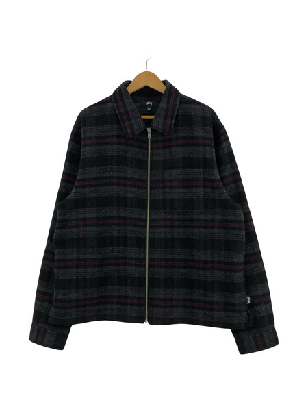 STUSSY　REED WOOL PLAID ZIP SHIRT BLACK L