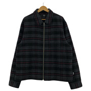 STUSSY　REED WOOL PLAID ZIP SHIRT BLACK L