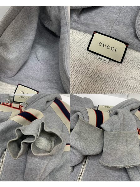 GUCCI テクニカルライン ジップパーカー SizeS 497250 グレー 本体のみ グッチ フーディ ジップアップパーカー 