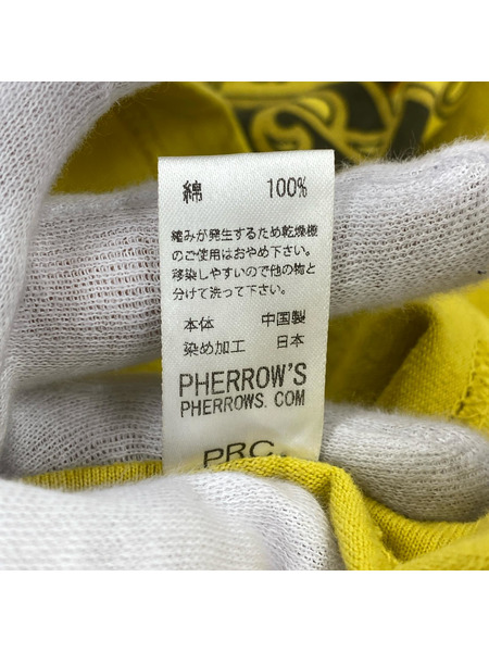 Pherrow's 半袖Tシャツ・カットソー TIGER S/S PRINT TEE YELLOW