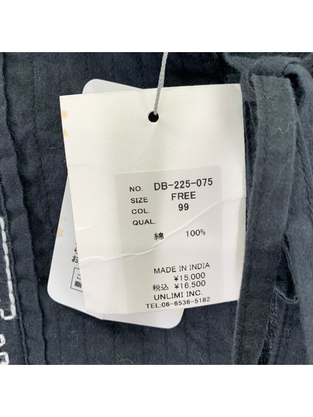 長袖Tシャツ・カットソー doux bleu 刺繍 ブラウス BLK