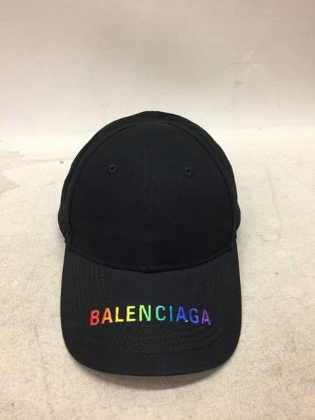Balenciaga/RAINBOW VISOR CAP ロゴ 刺繍 キャップ/黒