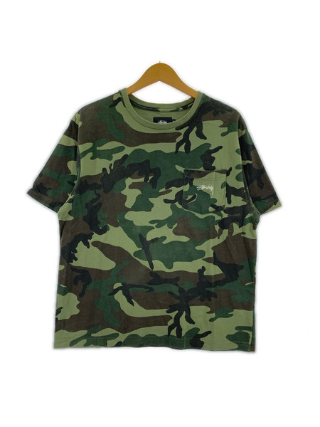 STUSSY カモ柄Tシャツ オリーブ (M)