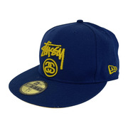 STUSSY キャップ ×NEW ERA ウールキャップ ブルー