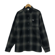 caltop/長袖オンブレチェックシャツ（S)黒グレー