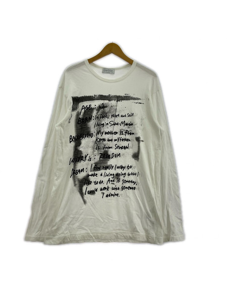 Yohji Yamamoto POUR HOMME ピグメント ロングスリーブTee 3 白