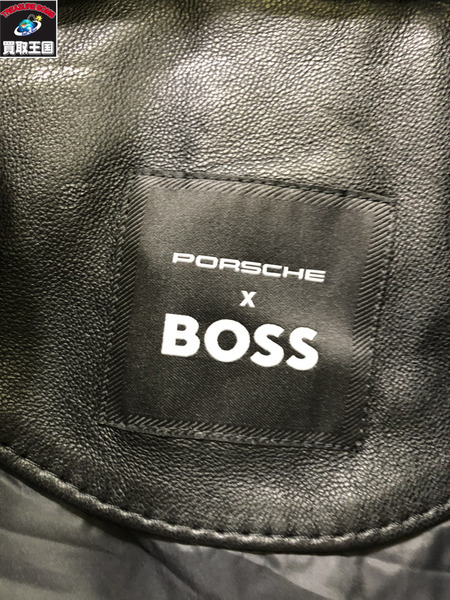 HUGO BOSS×PORCHE Neat Ps ラムレザー シングルライダースジャケット size50/限定生産モデル/黒/ヒューゴボス