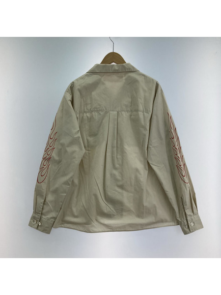 CHALLENGER 23AW L/S FIRE WORK SHIRT ファイヤーワークシャツ S ベージュ