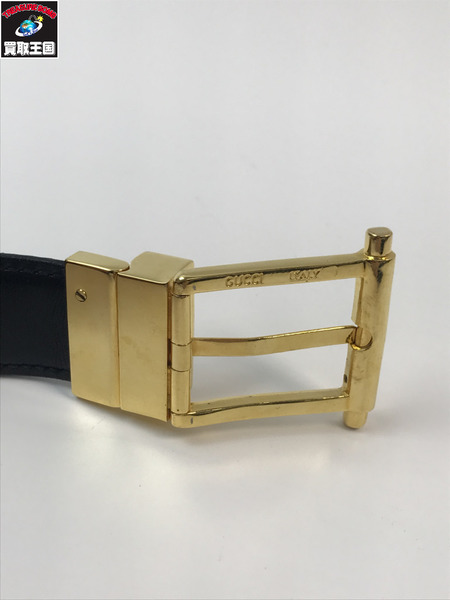 GUCCI グッチ レザーベルト ブラック ゴールド