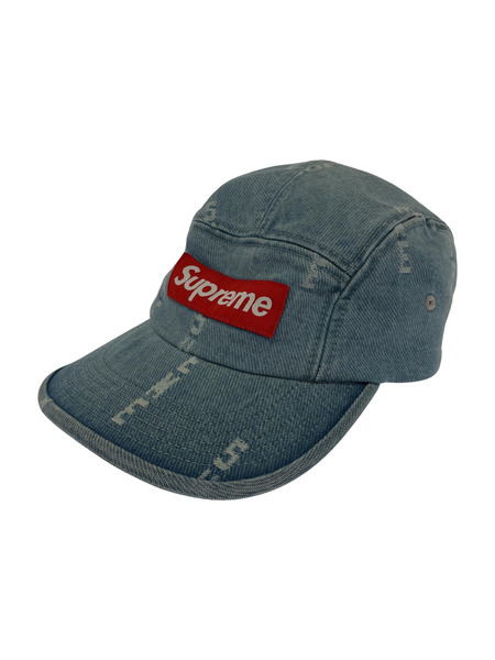 Supreme Logo Stripe Jacquard Denim Camp Cap