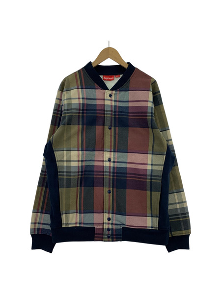 Supreme 14AW Plaid Snap Front Sweat スウェット スタジャン チェック ...