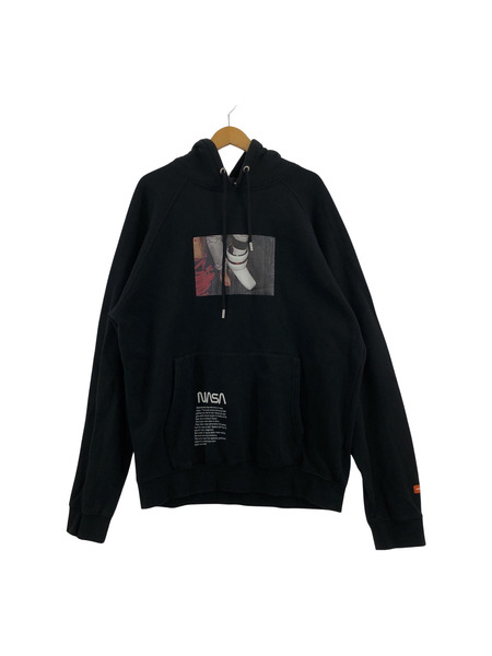 Heron Preston×NASA/RAGLAN PHOTO HOODIE/フォトプリントPOパーカー/M/黒