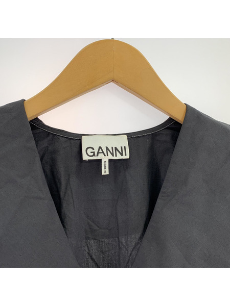 GANNI 長袖シャツ ビッグカラーシャツ 2 ブラック