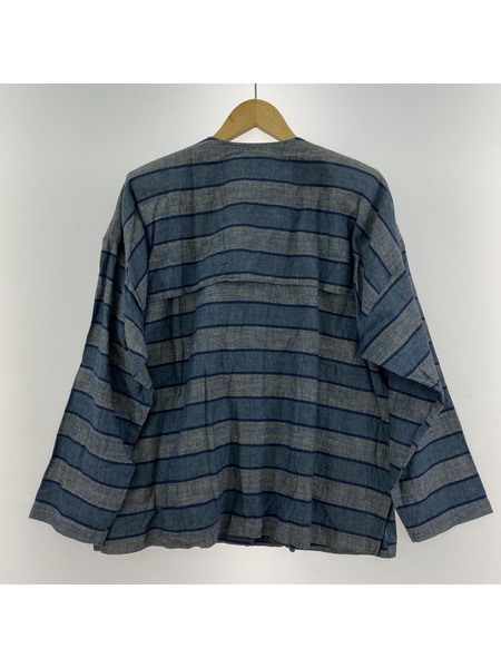 70?80s/ISSEY MIYAKE/長袖リネン混ボーダー/ブラウス/シャツ（9）