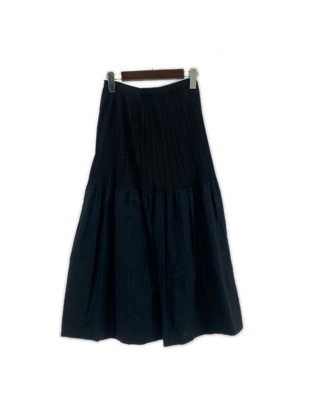 ISSEY MIYAKE ロングスカート プリーツスカート ブラック(2)
