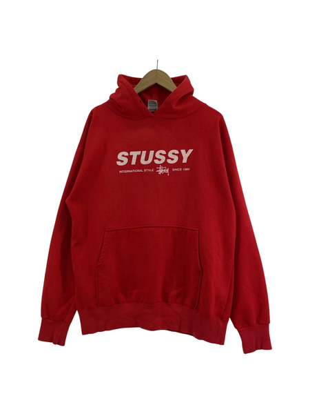 90s~00s STUSSY USA製 POパーカー L レッド[値下]