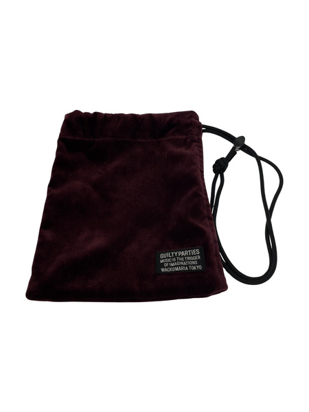 WACKO MARIA VELVET DRAWSTRING BAG BURGUNDY ベロア巾着ポーチ