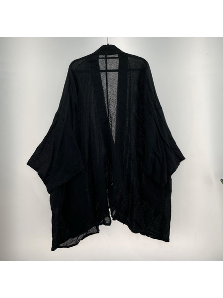半袖シャツ BISHOOL 羽織 黒 リネン