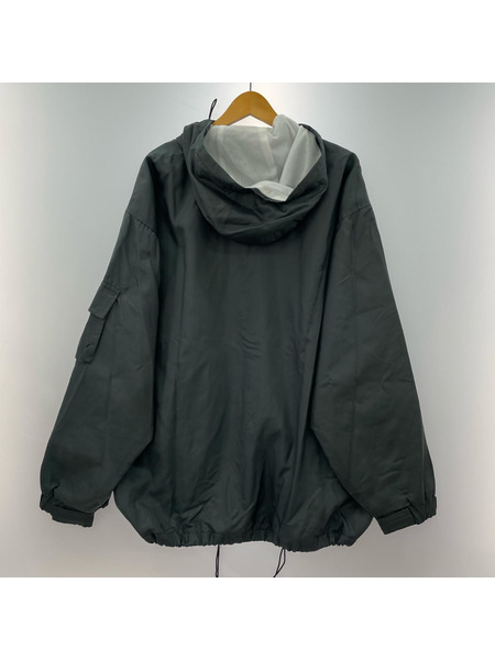 90s~ STUSSY SPORTS ロゴ刺繍ナイロンフーデットジャケット L グレー