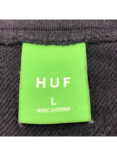 HUF ハーフジップパーカー/黒/L