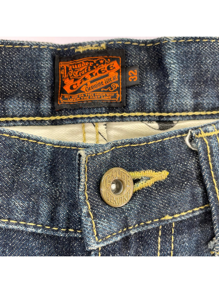 CALEE デニム・ジーンズ ストレ-トデニム/32/IDG/革パッチ/オレンジタグ/濃紺