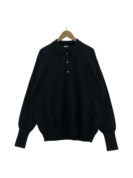 A PRESSE 24SS Cotton Knit L/S Polo Shirts 黒 3 24SAP-03-07K