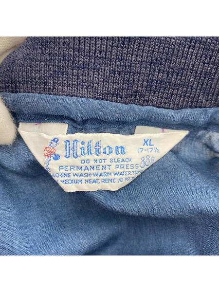 OLD・VINTAGE 半袖シャツ HILTON 刺繍ボーリングシャツ NVY (XL)