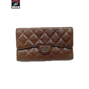 CHANEL ラムスキン マトラッセ 長財布 ブラウン