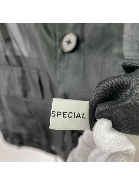 MAISON SPECIAL 半袖シャツ シアーバックオープンジャケット/BLK
