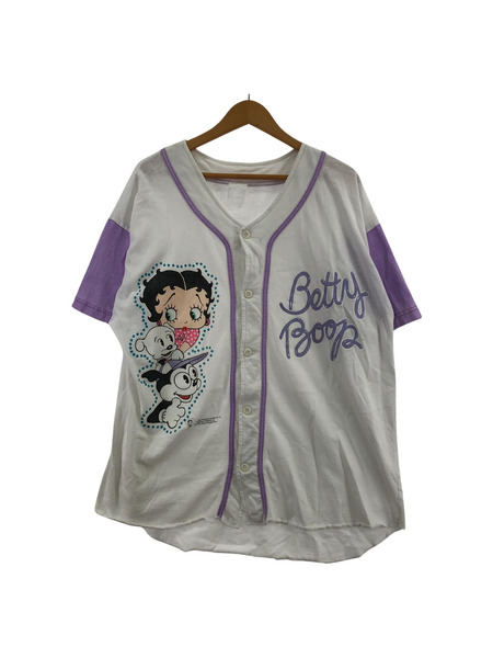 レトロ/Bety Boop/ベースボールシャツ/白