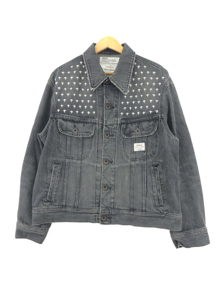 DAIRIKU 22AW Cross Embroidery Vintage Denim Jacket S ブラック[値下]