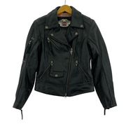 Harley-Davidson ライダース ダブルライダース 刺繍ロゴ スタッズ XS 黒