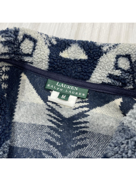 LAUREN RALPH LAUREN 90s ネイティブフリースカーディガン コンチョボタン M[値下]
