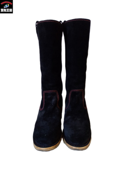 靴 CHANEL ココマーク/ステッチスウェード/ロングブーツ