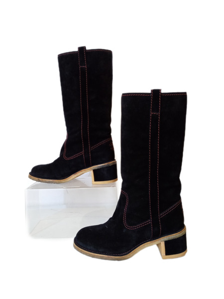 靴 CHANEL ココマーク/ステッチスウェード/ロングブーツ