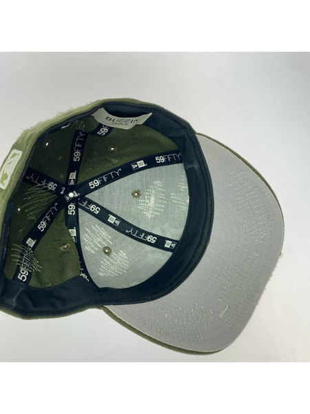 NEW ERA キャップ buzzin clout  LA/ダメージ加工/カーキ/57.7cm