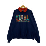 OLD・VINTAGE スウェット・トレーナー MORNING SUN 90s USA製 プリントスウェット 紺