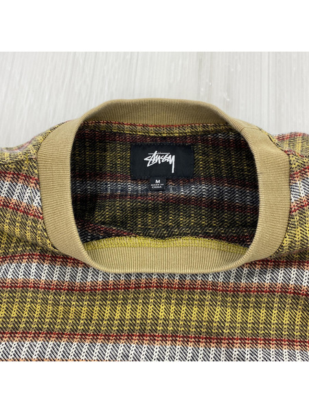 STUSSY ジャガード ボーダ? S/Sカットソー YLW (M)