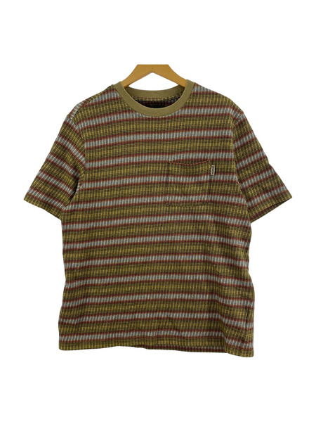 STUSSY ジャガード ボーダ? S/Sカットソー YLW (M)