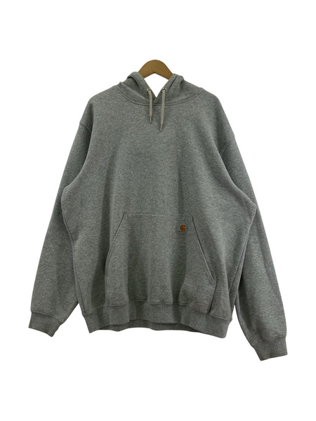 Carhartt パーカー SLEEVE LOGO HOODED SWEAT グレー (L)