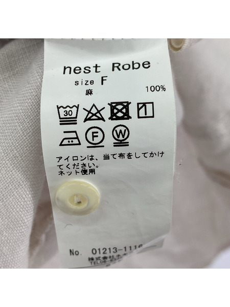 nest Robe　リネンブラウス　ホワイト　F 01213-1116