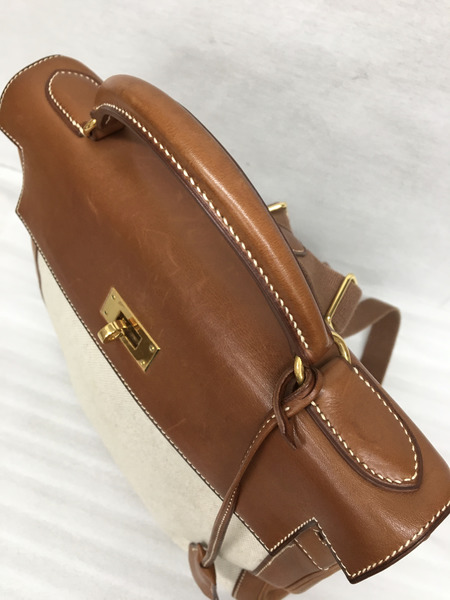 リュックサック・バックパック HERMES ケリーアドGM/トワルアッシュ・バレニア/□E刻印/2001年