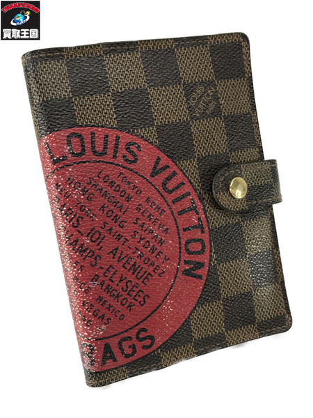 LV  ダミエ T&B アジェンダPM 手帳カバー 茶赤