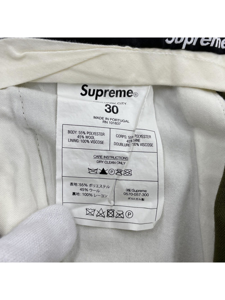 Supreme 1タック スラックスパンツ 30 カーキ